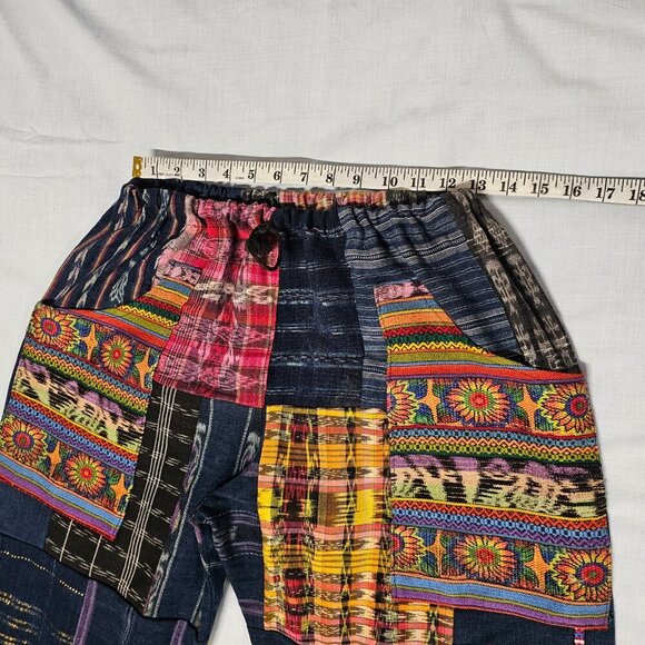 Guatemalan Boho Multicolor Multipattern Unisex Artsy Pants Woven Embroidery Uniq - Picture 7 of 15